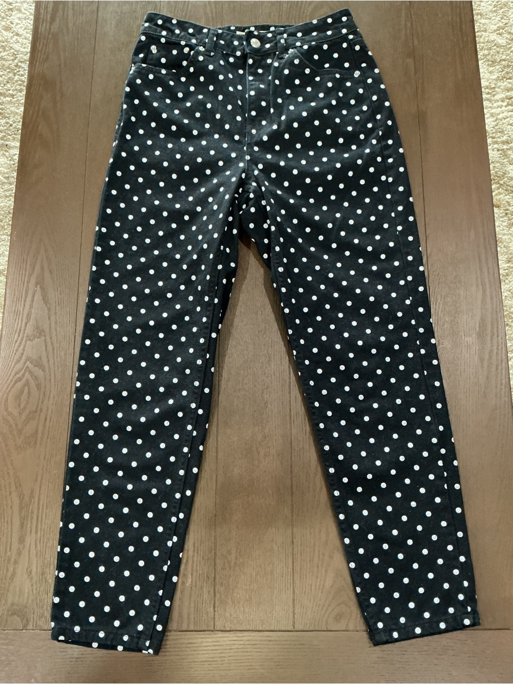 Topshop Moto Mom Black Jeans with White Polka Dots
